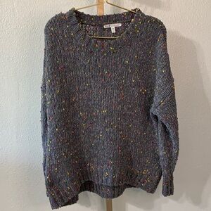 Seven7 Gray Speckled Crew Neck Sweater- oversized medium